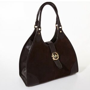 Michael Kors Hudson Suede  Brown Large Tote